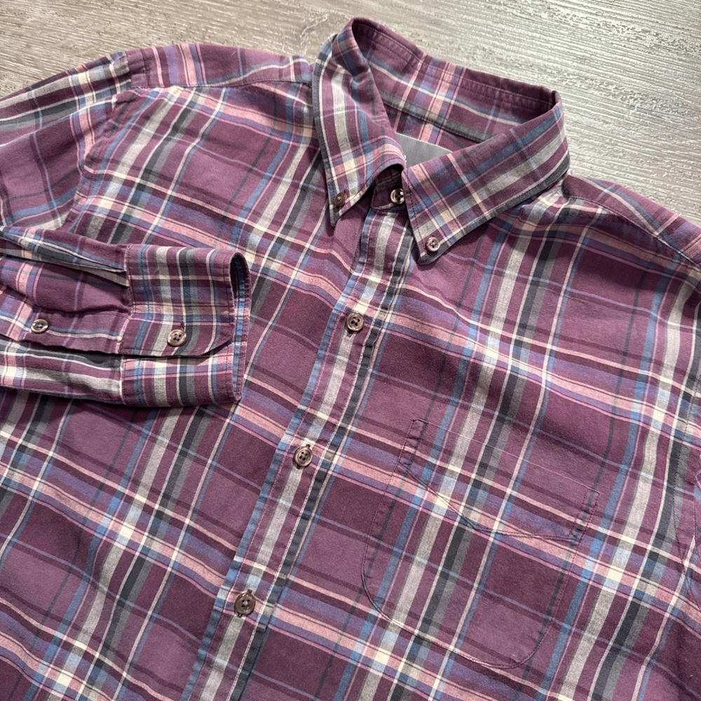 Vince Shirt Mens Medium Purple Plaid Button Down Cotton Normcore Preppy Luxury